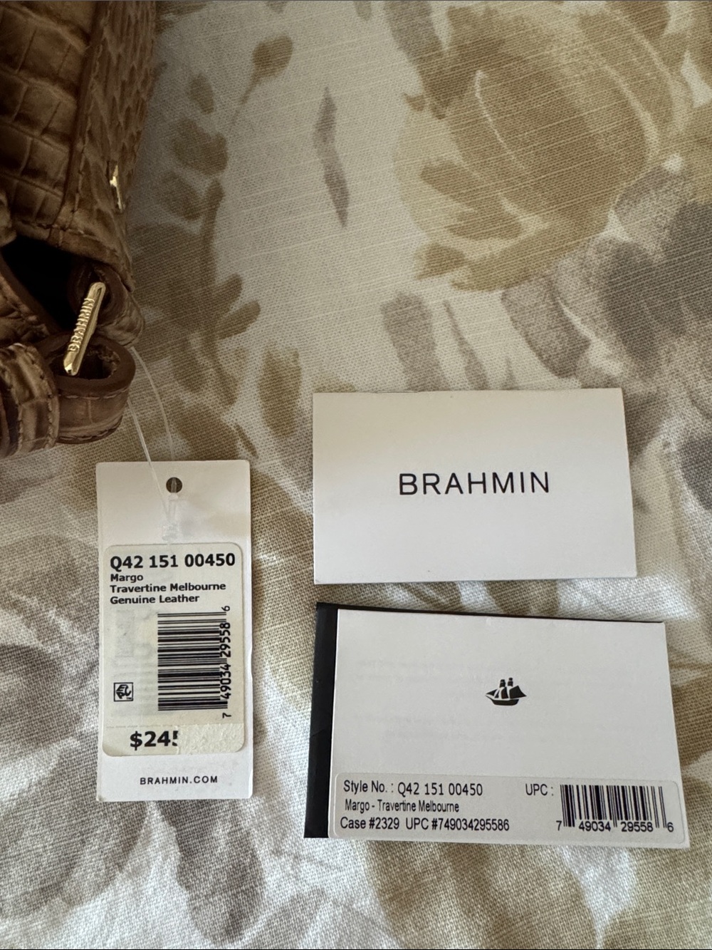 Brahmin “Margo” Travertine Melbourne Leather Crossbody - Picture 6 of 7